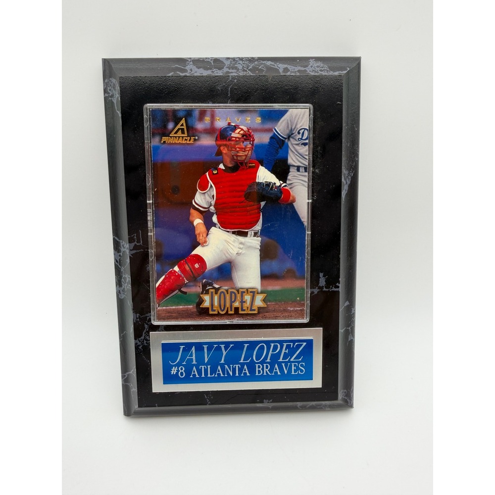 Javy Lopez 8 Atlanta Braves Pinnacle Baseball Card Plaque Black Marble Finish